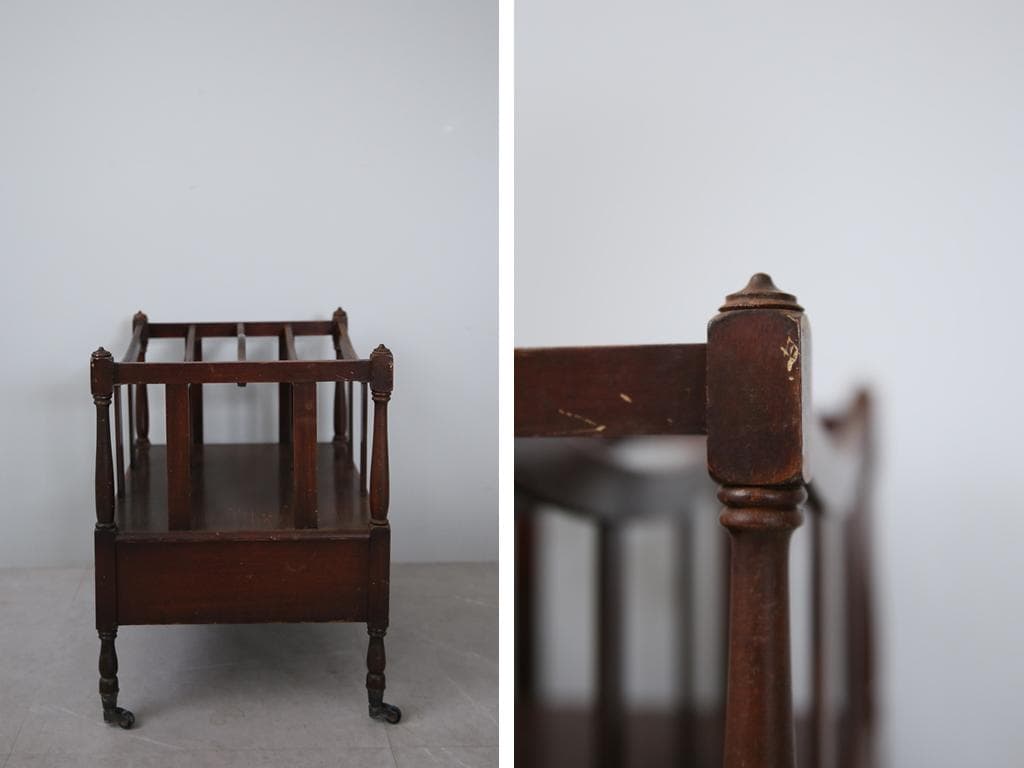 英国アンティーク木製マガジンラック/カンタベリー/本立て/雑誌本棚(88-34)