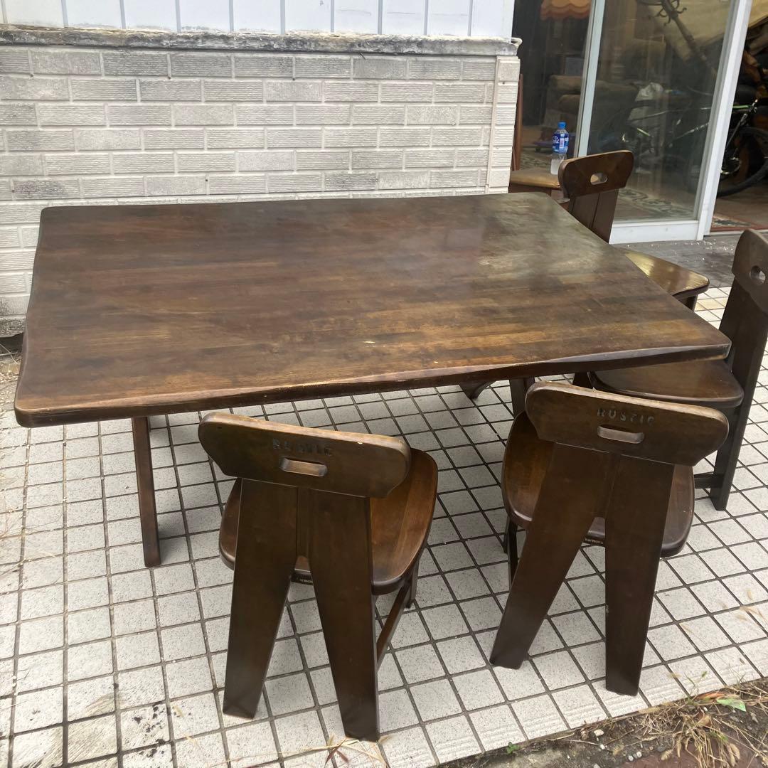 北欧レトロ カリモク ルスティック 大型 木製ダイニングテーブル ビンテージ