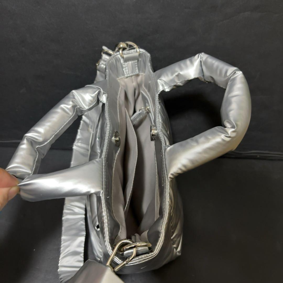 未使用タグ付き 23区 パデッド ミニ ショルダーバッグ シルバー キルトバッグ