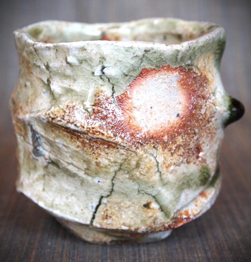 1080★新学【師＆父：新歓嗣】伊賀鎬湯のみC★ビードロ★共箱・共布