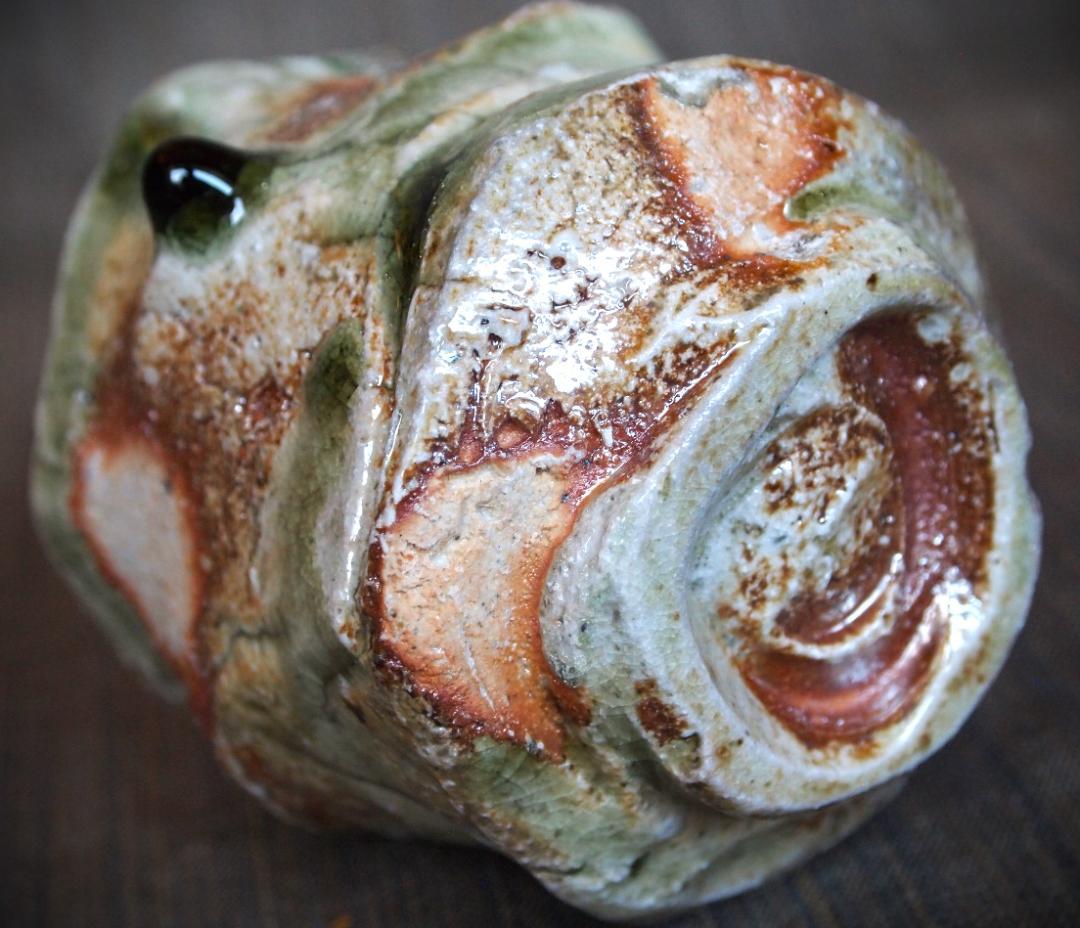 1080★新学【師＆父：新歓嗣】伊賀鎬湯のみC★ビードロ★共箱・共布