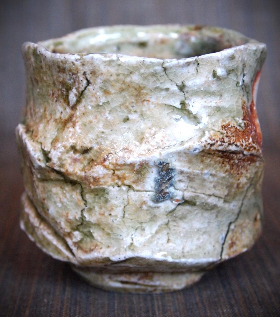 1080★新学【師＆父：新歓嗣】伊賀鎬湯のみC★ビードロ★共箱・共布