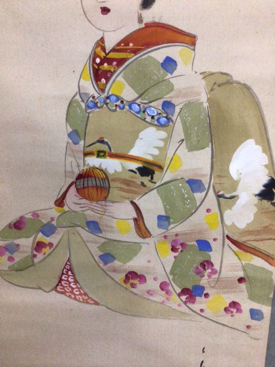 掛け軸　美人画（舞妓はん？）木箱付き