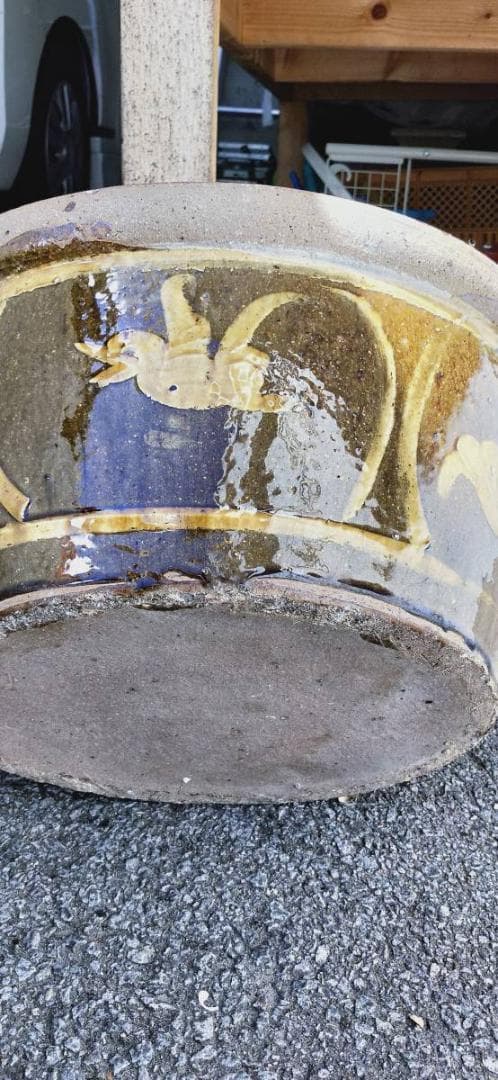 激レア　陶器　水鉢　水槽　亀　メダカ　庭　ガーデニング Y