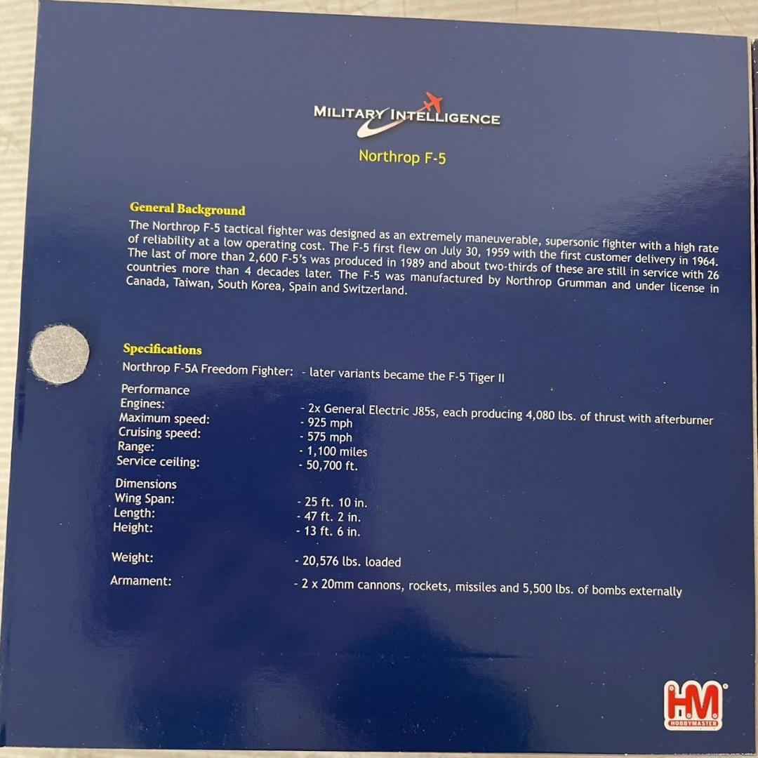 ホビーマスター ノースロップ F-5 タイガーⅡ 1/72 スケール Y0944