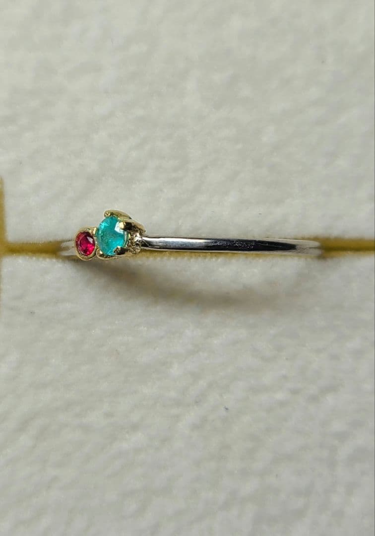 ★バターリャパライバトルマリン&アヤナスピネル18金&Ptリング★