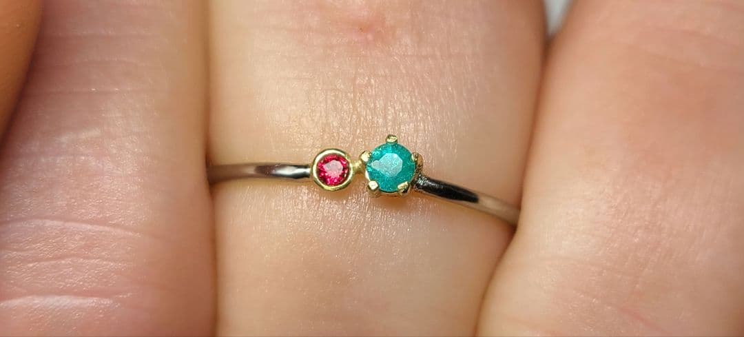 ★バターリャパライバトルマリン&アヤナスピネル18金&Ptリング★