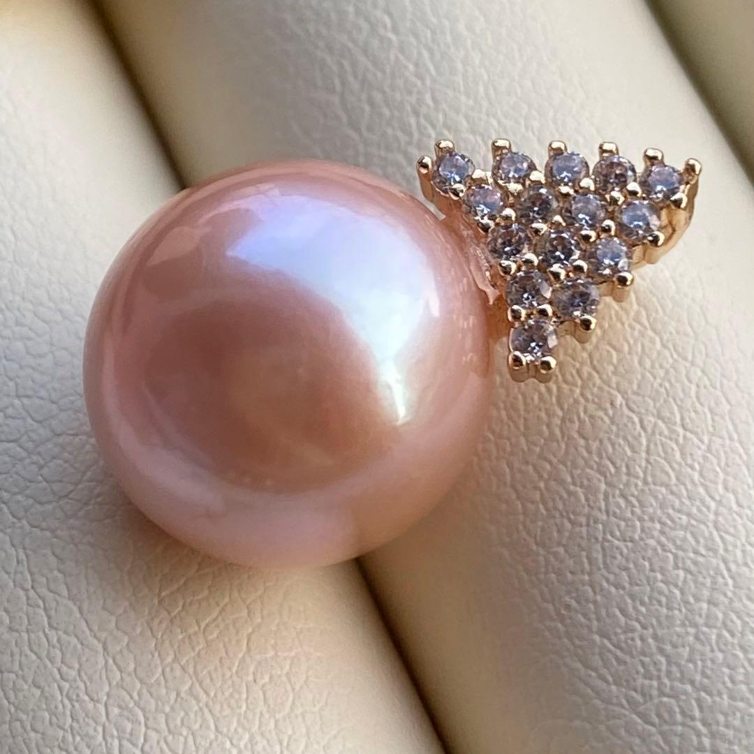 お客淡水エジソンパールネックレス　13.2mmブラウンピンクPT564