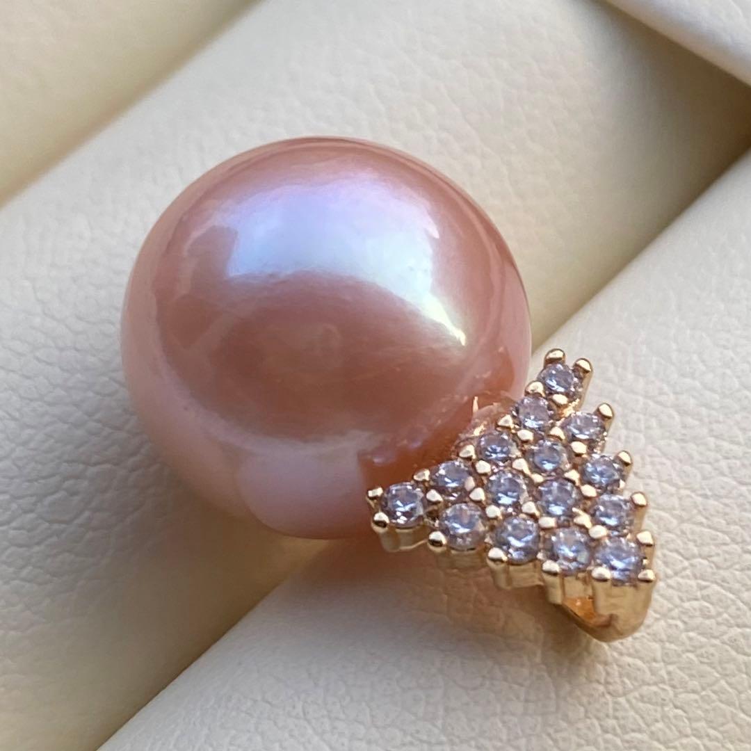 お客淡水エジソンパールネックレス　13.2mmブラウンピンクPT564