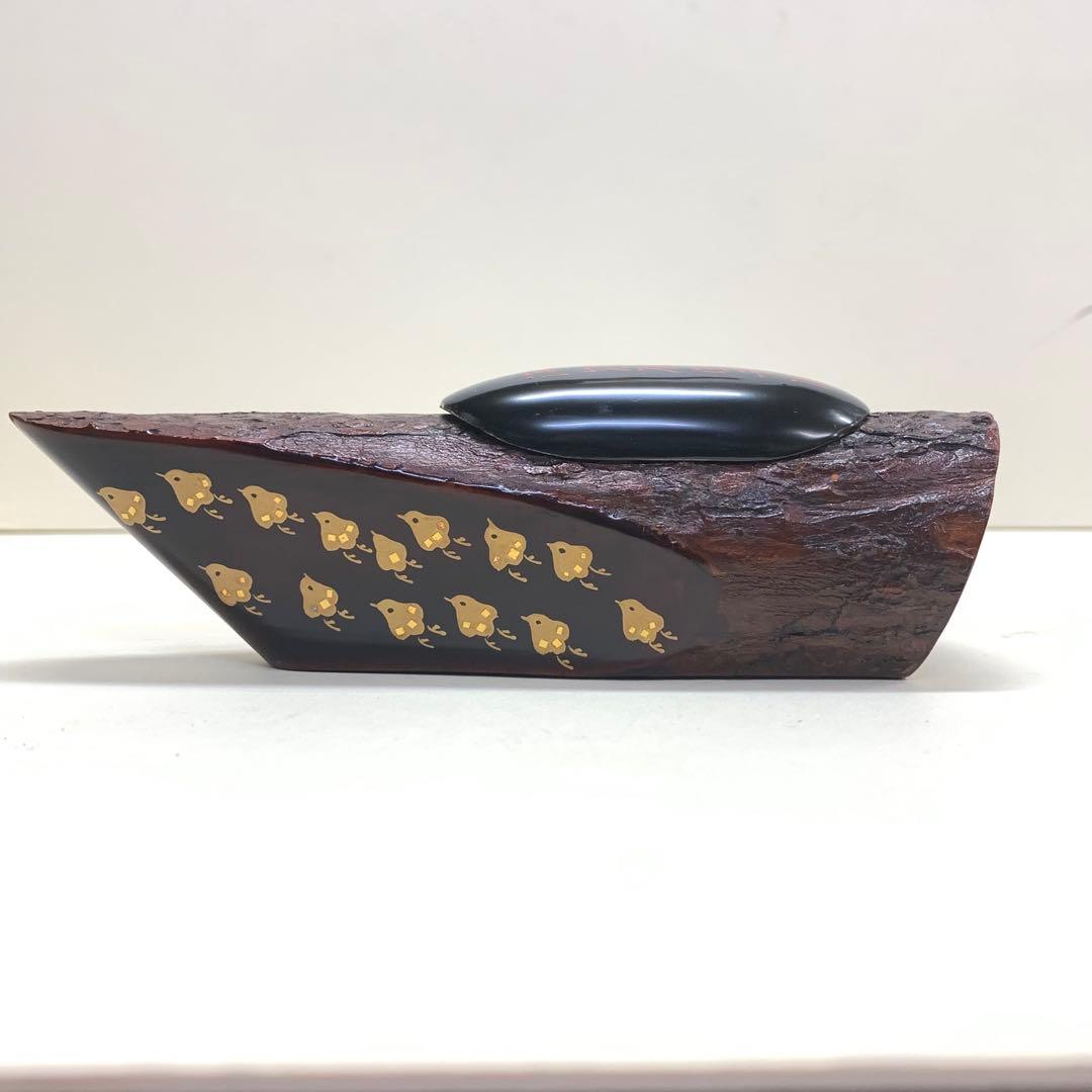 香合 前端春斉 蜑小舟 共箱 千鳥 金 工芸 茶道具 茶の湯