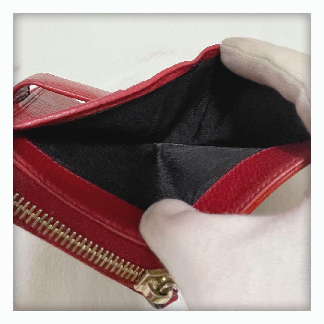 最終値下げ‼️ GUCCI グッチ キャンバス 二つ折り財布 ベージュ レッド