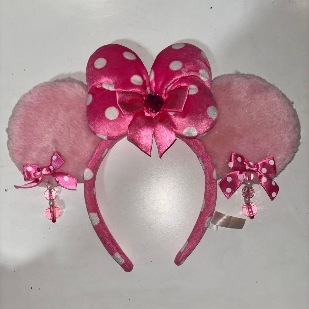 ディズニー　レア　ミニー　イヤリング　カチューシャ　ピンク　リボン　水玉　ドット