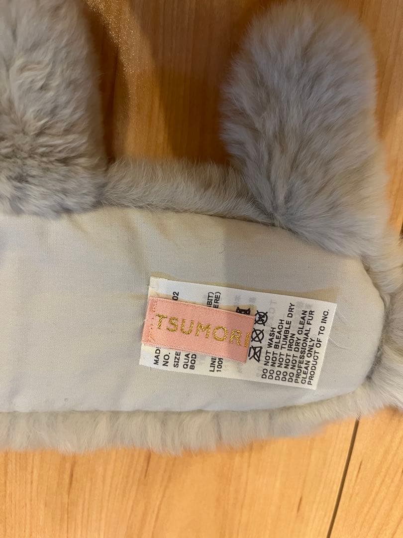 【最終値下げ】ツモリチサト　カシミヤ、ラビットファー　ティペット　ネコモチーフ