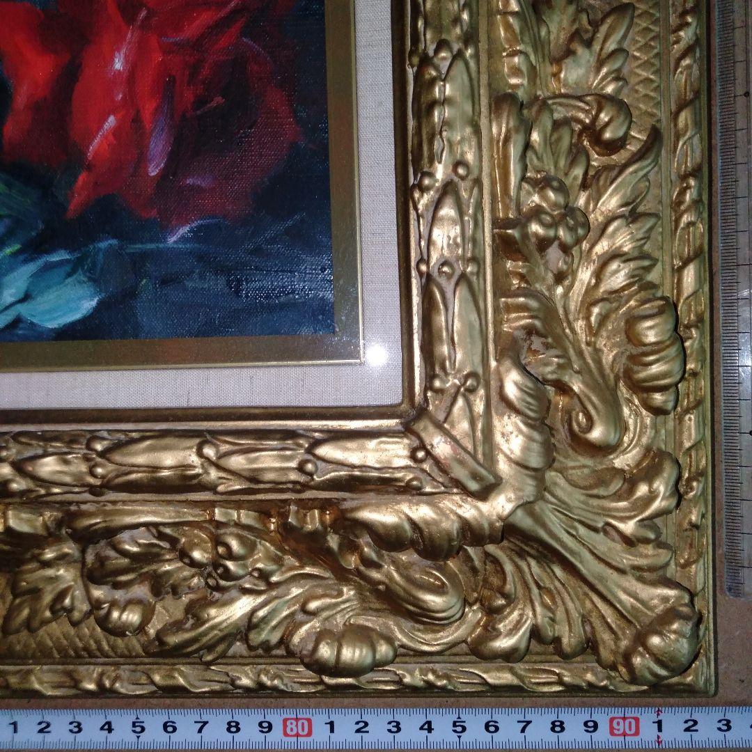 鈴木政輝　「ばら」　美術年鑑画家　油彩画　 金色額縁付き　F6号　箱付き