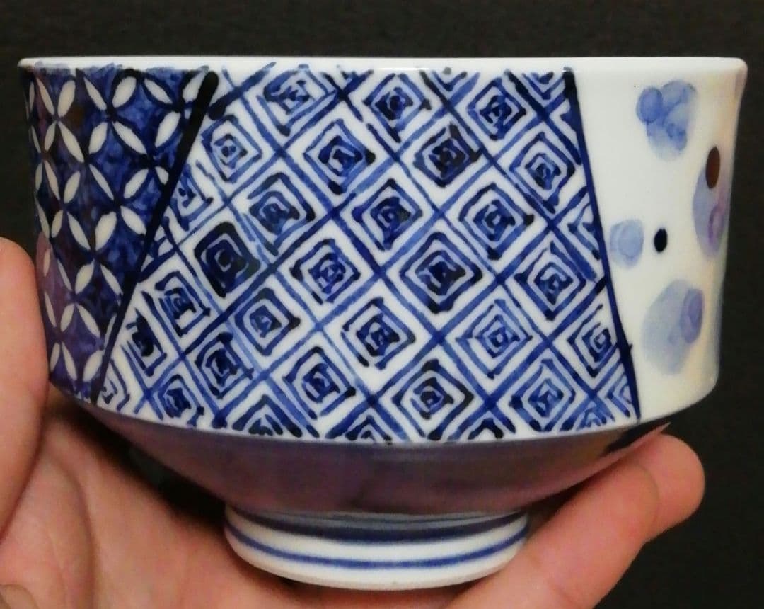 谷口良三作　京焼　染付　茶碗　共箱　茶道具