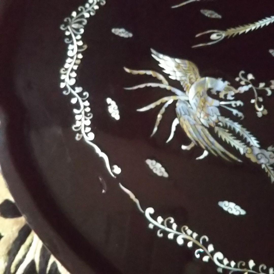 螺鈿細工家具☆折り畳み☆楕円形ローテーブル☆アンティーク