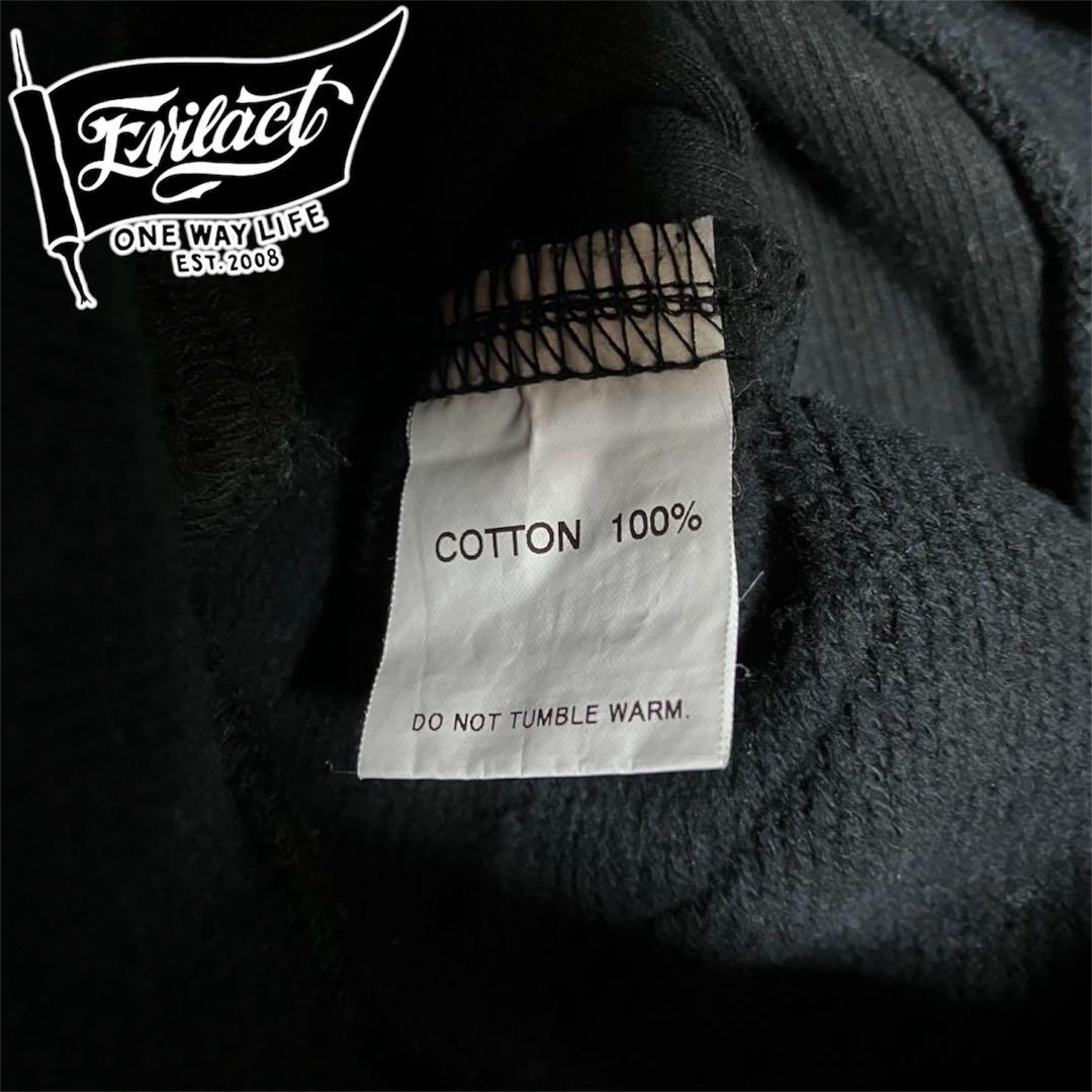 EVILACT ヘビーオンス 刺繍&プリントパーカー 黒 Lサイズ