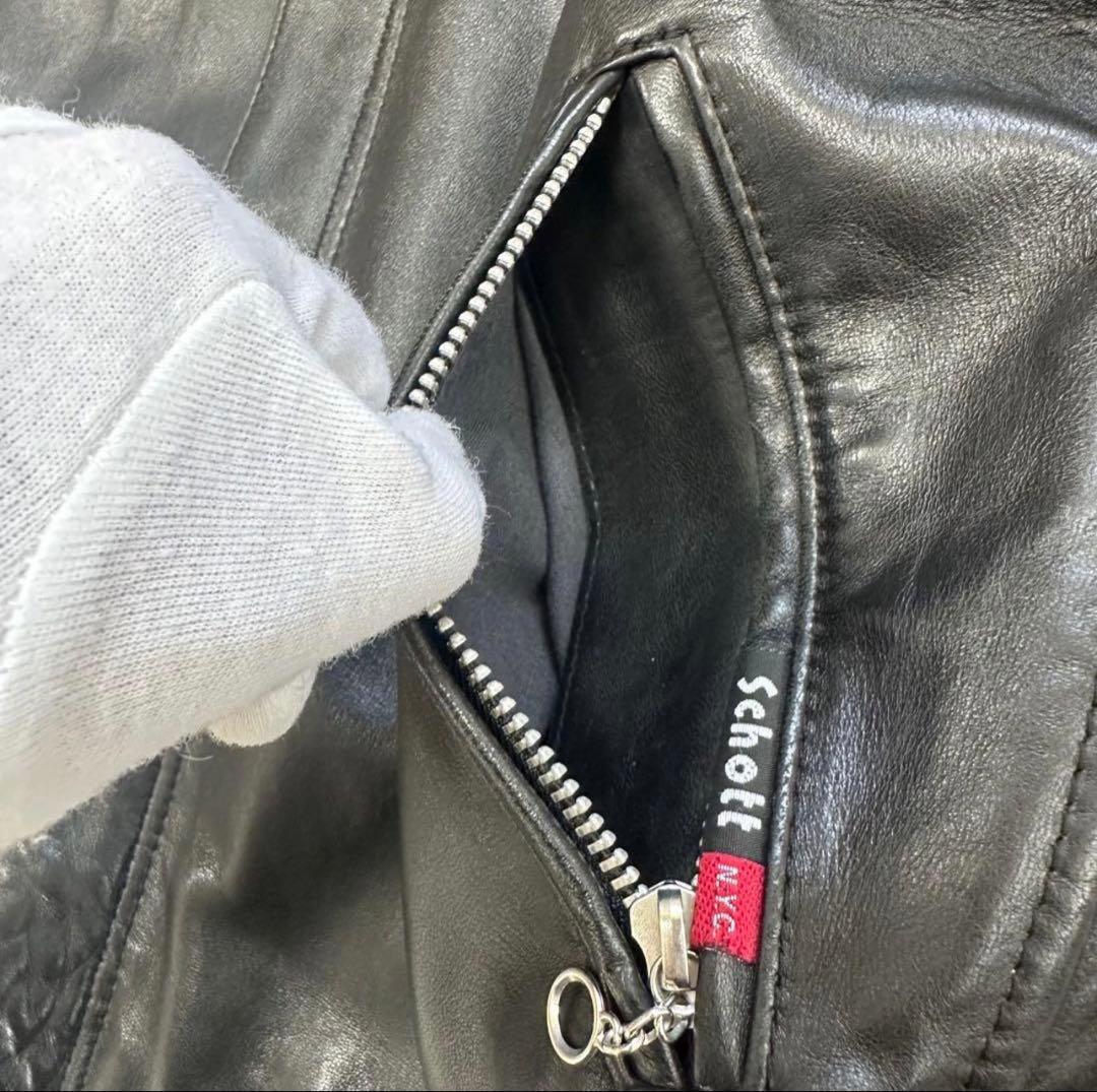 極美品✨Schott　ショット　ライダースジャケット　レザー　L　羊革　シングル