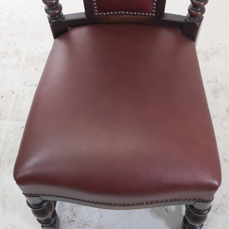 値下西洋アンティーク ダイニングチェア ホールチェア オーク無垢 本革張り