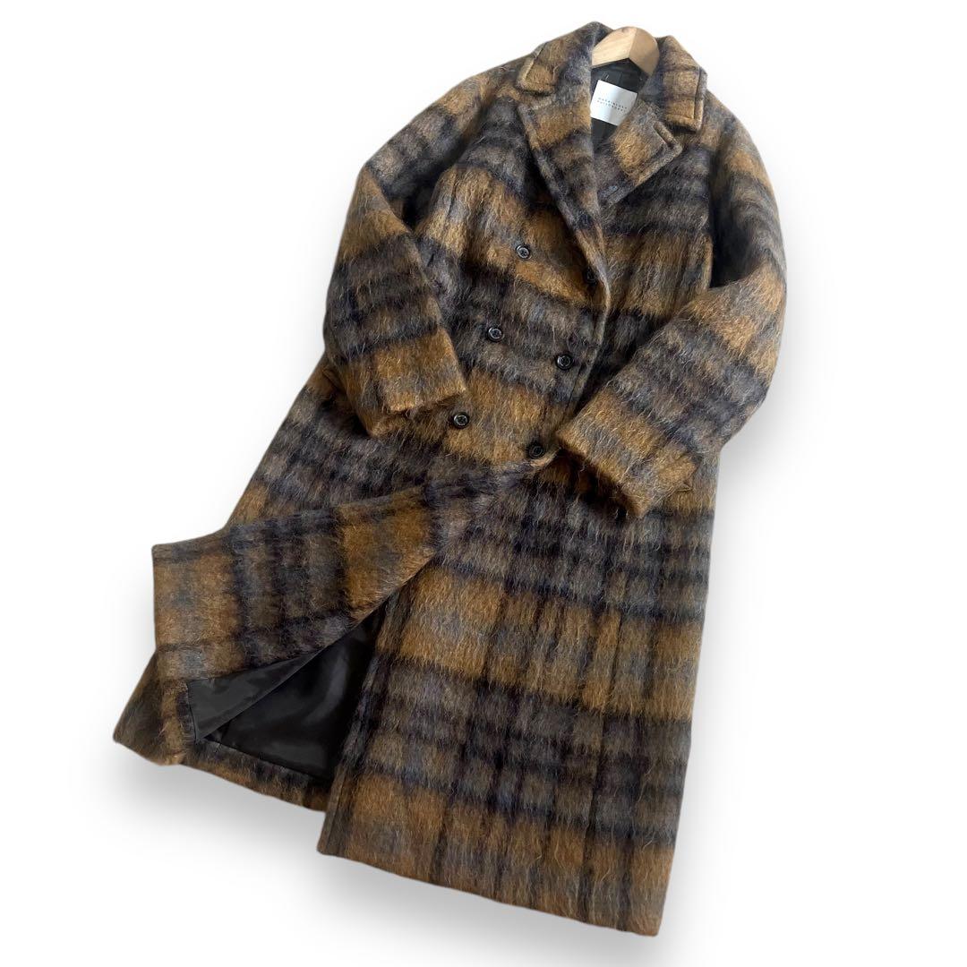 極美品 マッキントッシュ　フィロソフィー　モヘアシャギー　ダブルチェスターコート