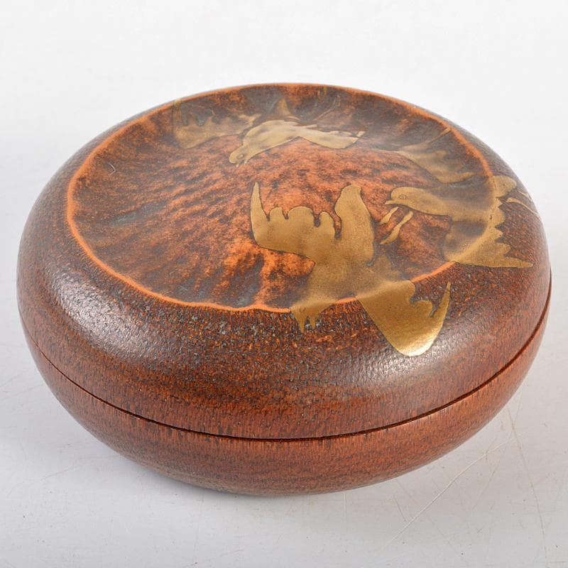 茶道具　祥斎作　宗博作　鳥蒔絵　竹香合　共箱　M　R5720