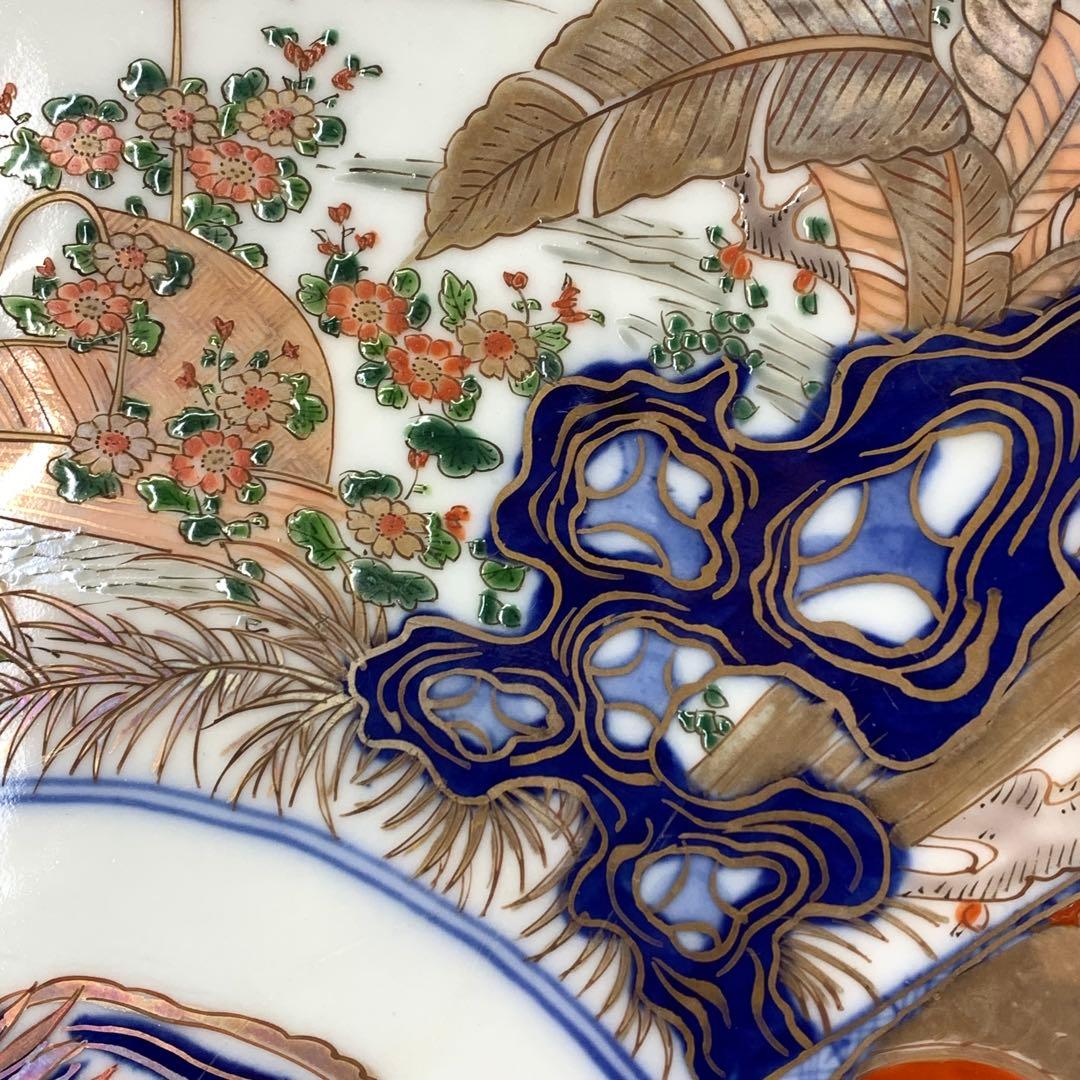大皿 直径46cm 龍虎 鳳凰 色絵 伊万里 有田 縁起 アンティーク ⑦
