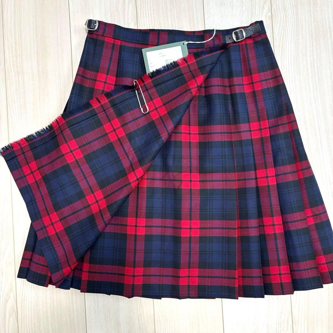 【タグ付未使用】オニールオブダブリン 大きいサイズ キルトスカート ラップ 牛革