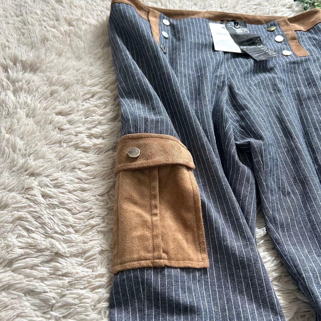 未使用　センソユニコ　サルエルパンツ　異素材　切り替え　リネン　大きいサイズ