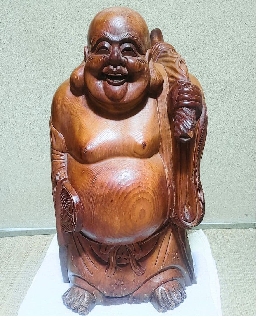 骨董品 布袋さん 木彫り 彫刻　像　置物