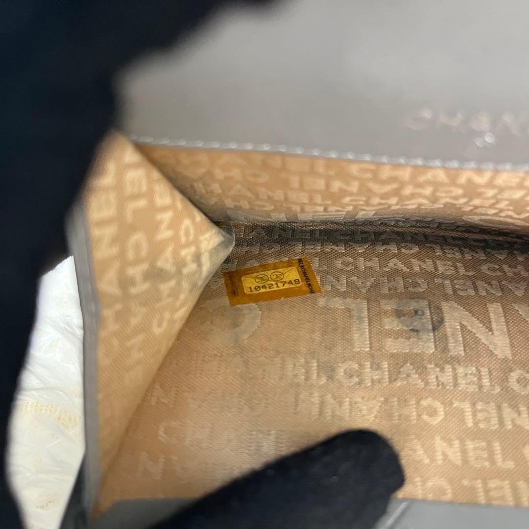 希少 CHANEL チョコバー グレー 二つ折り財布 キルティング