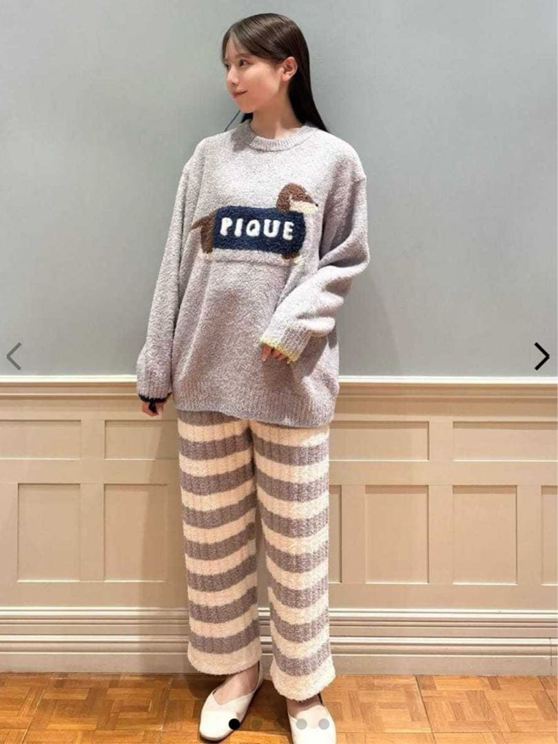 ジェラートピケ♡ベビモコダックスフンドジャガードプルオーバー&ボーダーパンツ