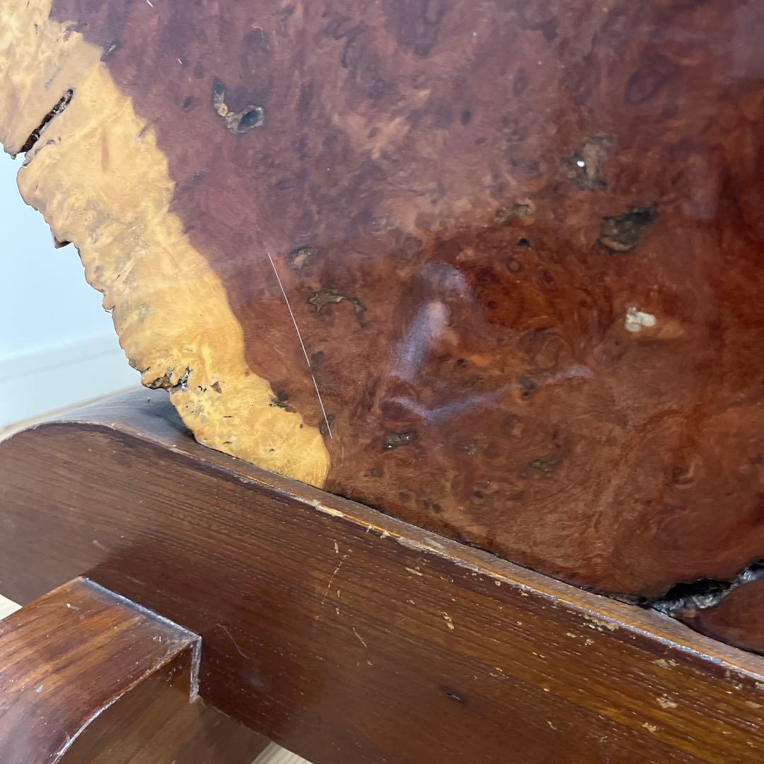 【希少】花梨瘤 衝立 一枚板 天然木 玉杢 花梨瘤杢 スタンド付）