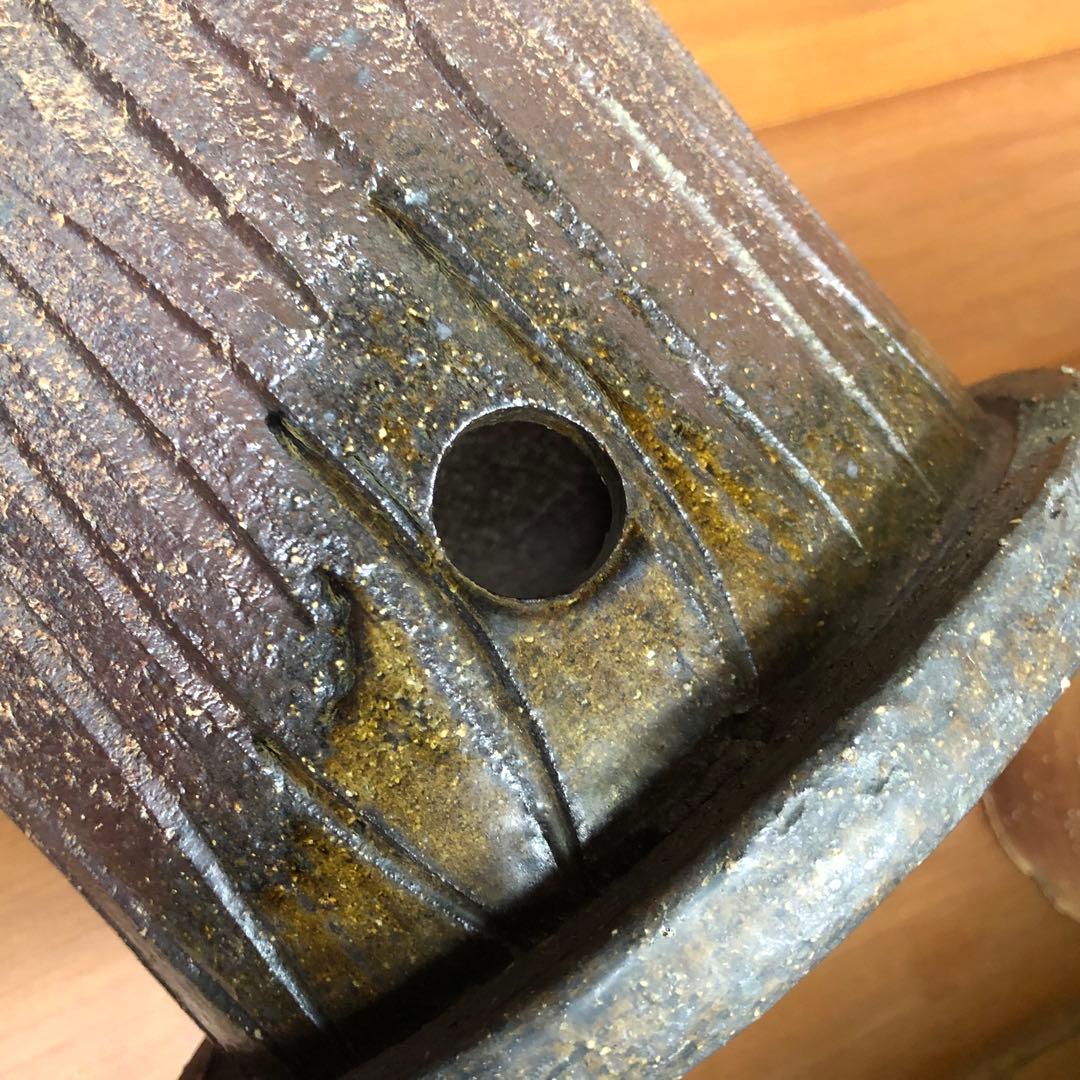 土地の風合いと紫茶色のグラデーション 花台 テラスチェア テーブル 日本伝統工芸