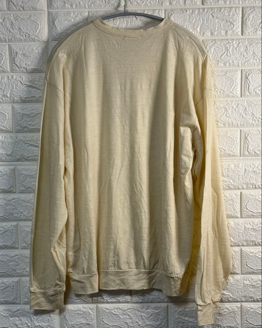 INTERIMインテリム メリノ ウール ヘンリーネックTシャツ 生成り