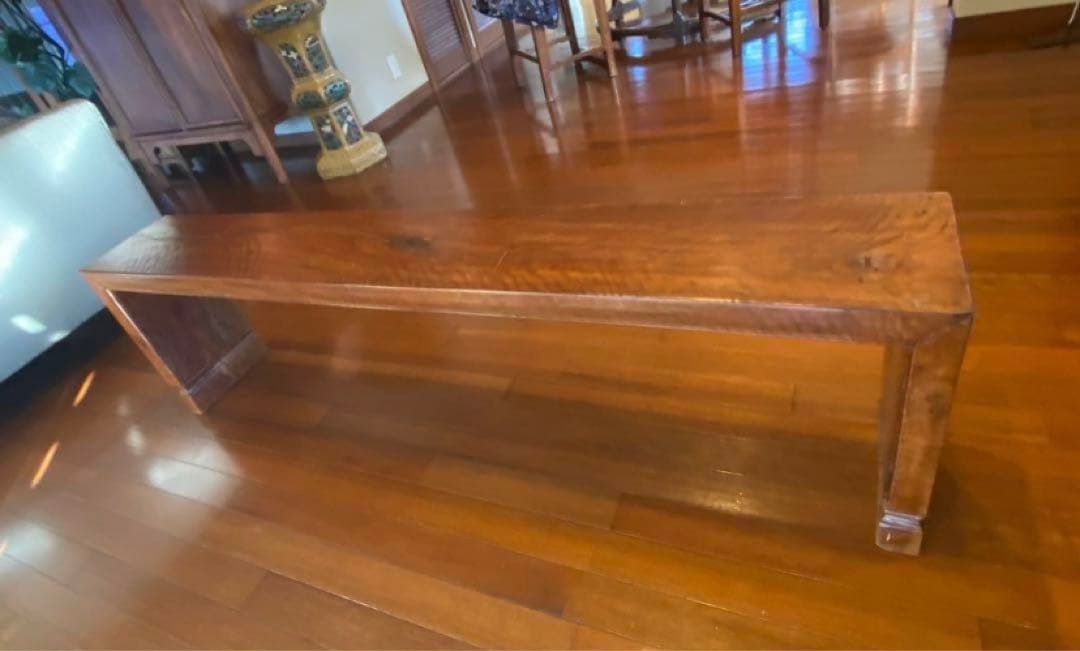 中国骨董家具 長椅子　無垢一枚板　飾り台オブジェ