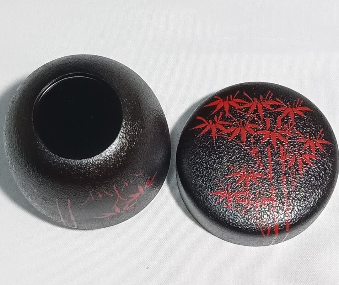 茶道具　加賀山中塗　蒔絵師　高橋峯房作　乾漆造朱竹蒔絵利休棗　超美品！！