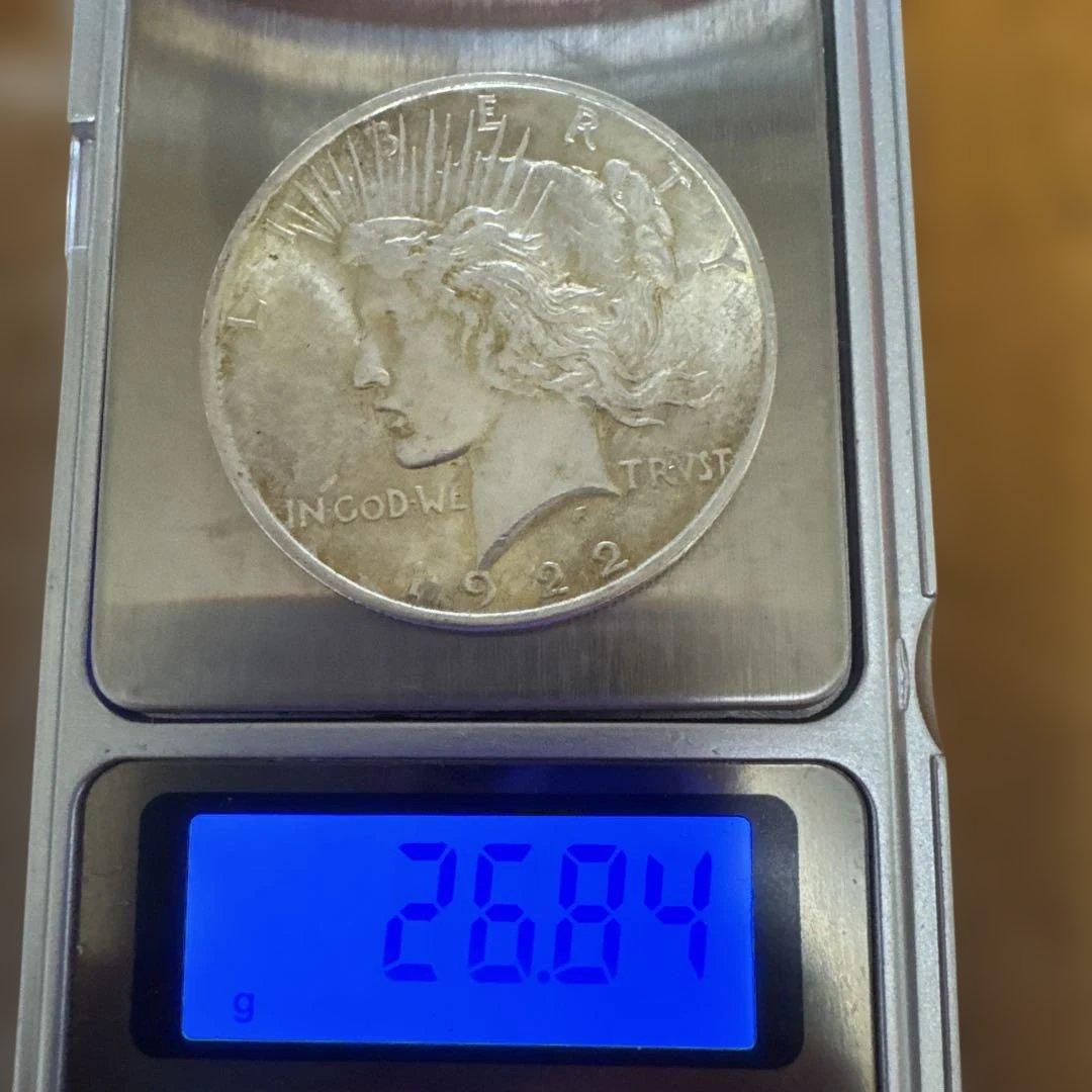 アメリカ　ピースダラー1ドル銀貨　1922年未流通に近い　本物保証