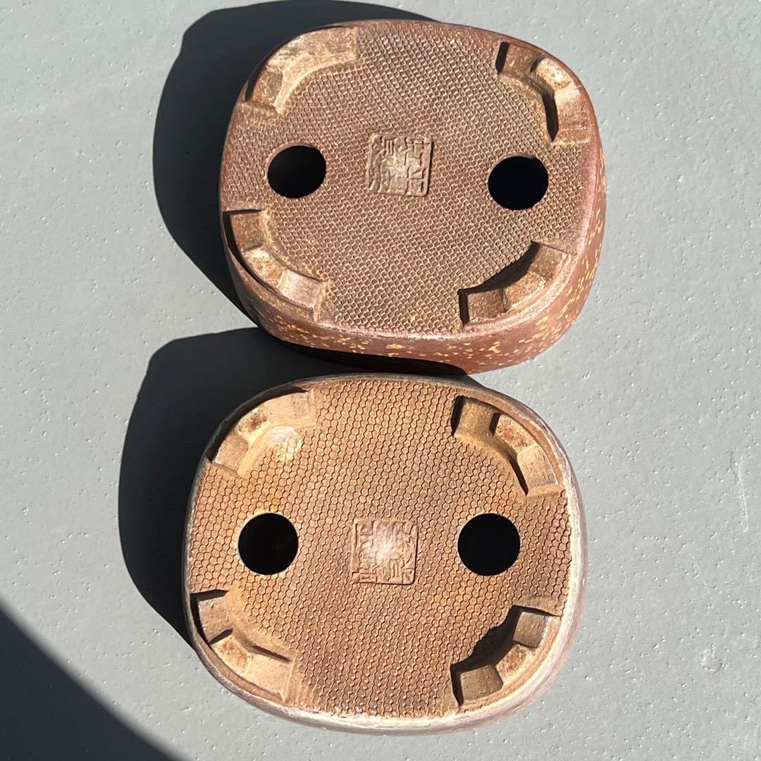 631.平安虹泉2点 長方 桃花泥 小品盆栽 盆栽鉢 9.3*8.2*3.6cm