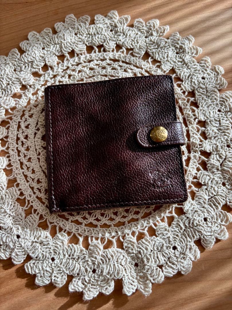 レザー 二つ折り財布 ダークブラウン イルビゾンテ コンパクトウォレット