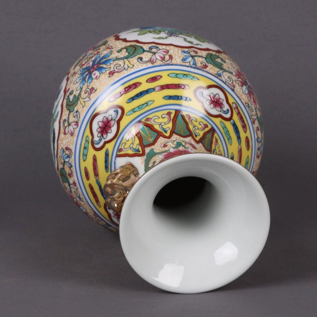 大清乾隆琺瑯彩四季瓜果双耳瓶磁花瓶 景徳鎮 陶磁器 装飾品 現代工芸品美術品置物