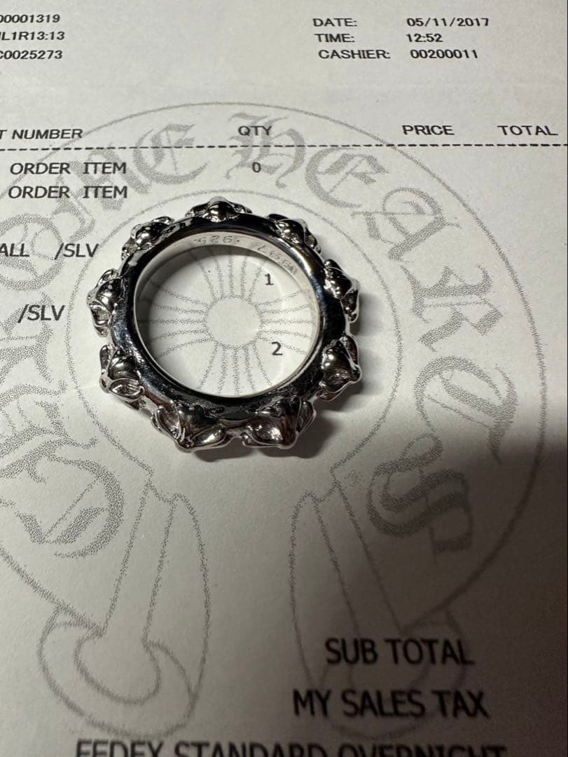 クロムハーツ　クロスバンド　リング　17号指輪　シルバー925インボイス