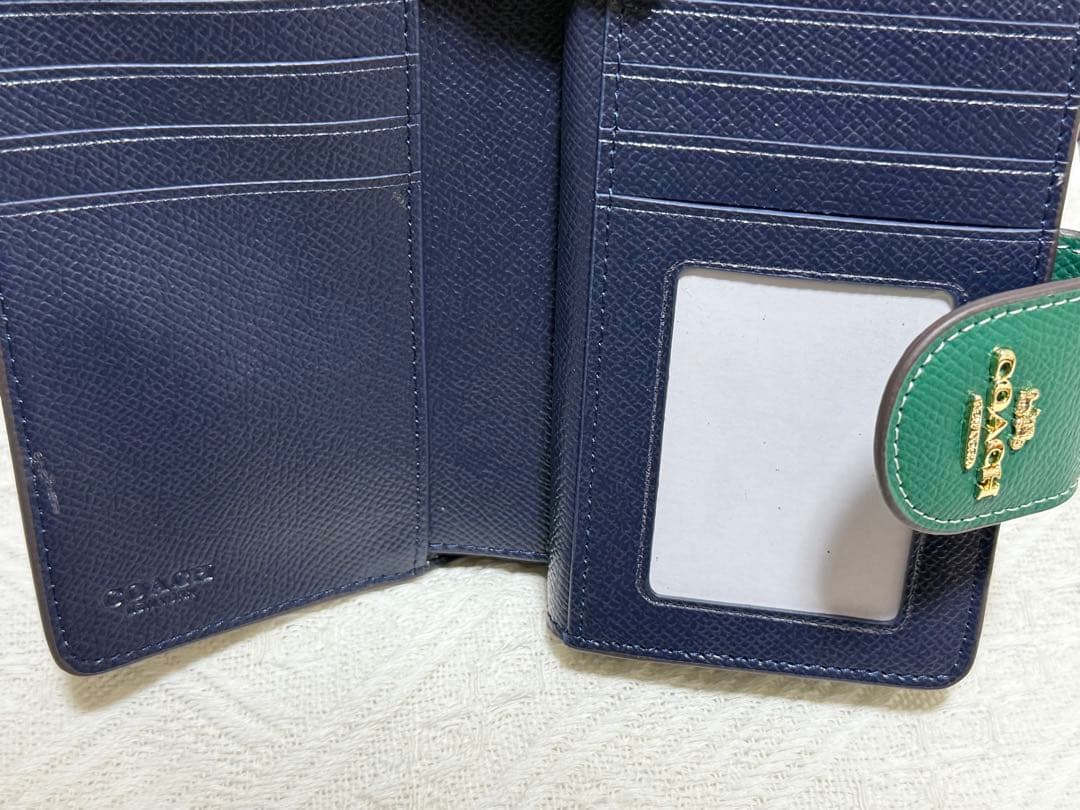 コーチ二つ折財布C6390 グリーン アウトレット