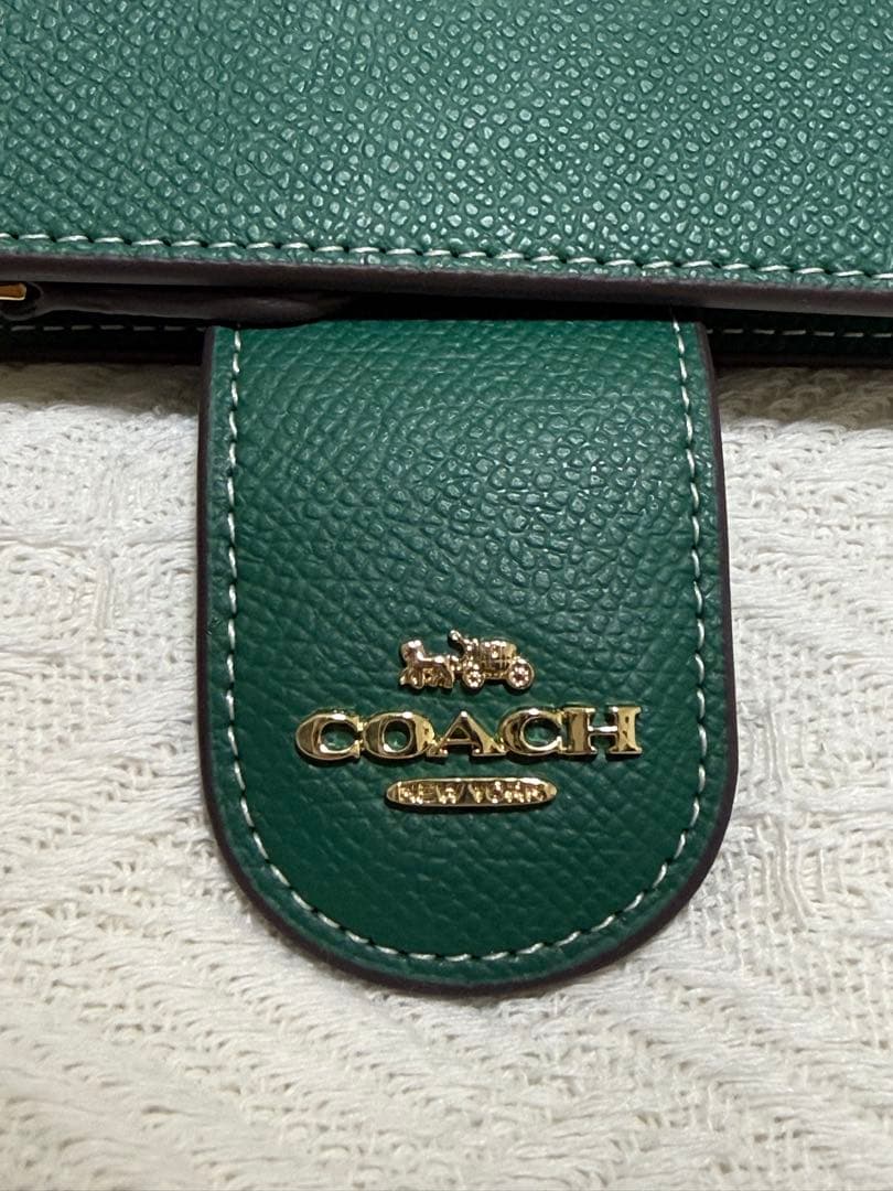 コーチ二つ折財布C6390 グリーン アウトレット