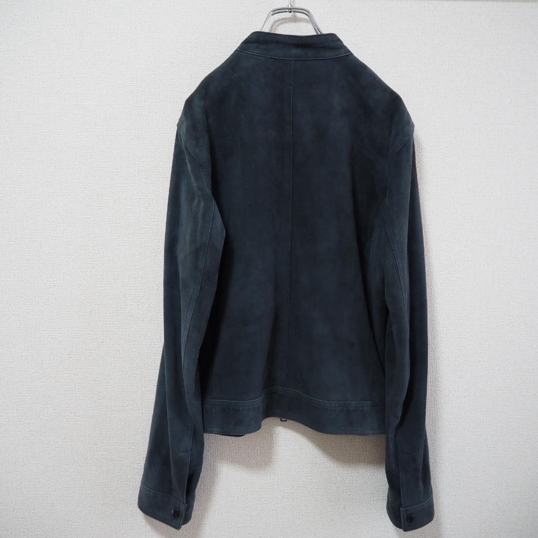 【最高級】 EMMETI ゴートスキン スエードライダースジャケット　暗青