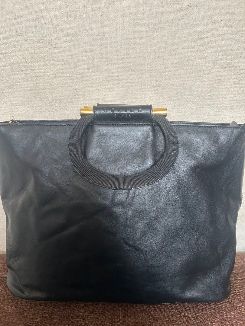CELINEブラックレザー ハンドバッグ