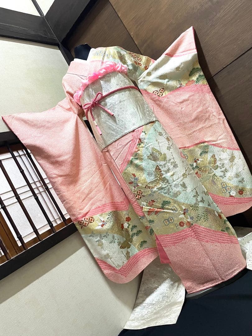 振袖 フルセット5点サイズM総絞り　蝶々金銀箔　売り切り終了