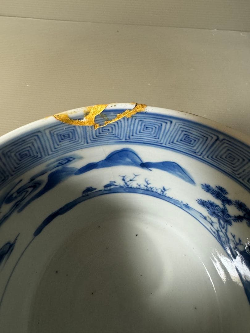 2412 五良大甫　呉祥瑞造　染付人物　水指　時代物