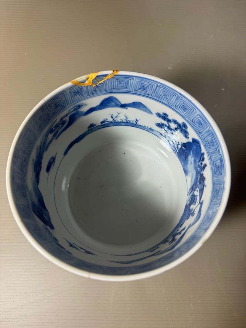 2412 五良大甫　呉祥瑞造　染付人物　水指　時代物