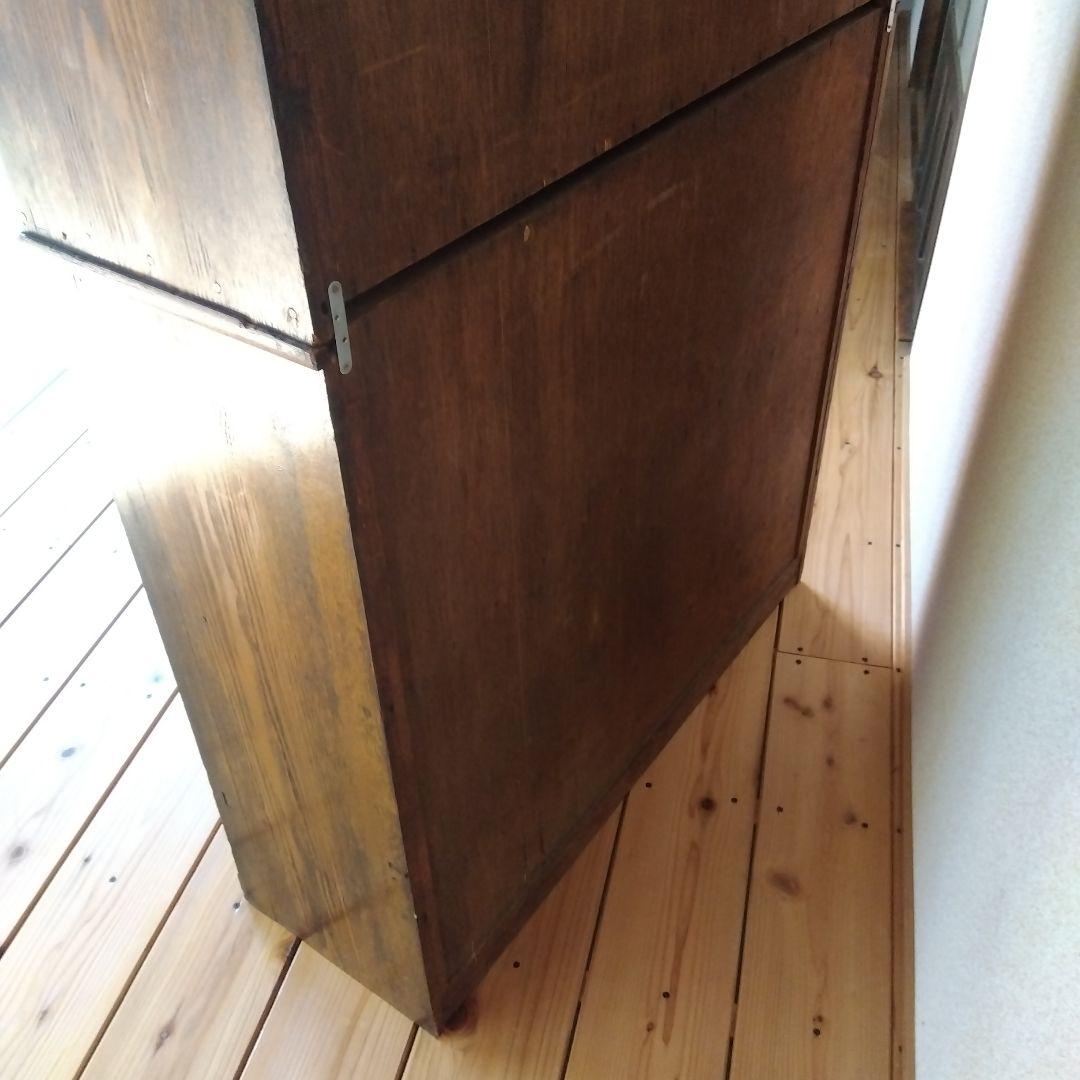 古いガラス戸棚 ガラス収納棚 ビンテージガラスキャビネット 古家具