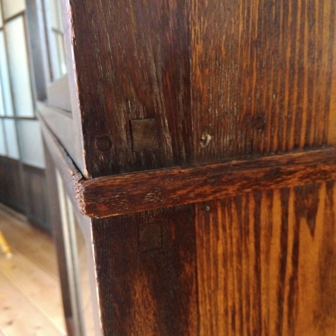 古いガラス戸棚 ガラス収納棚 ビンテージガラスキャビネット 古家具